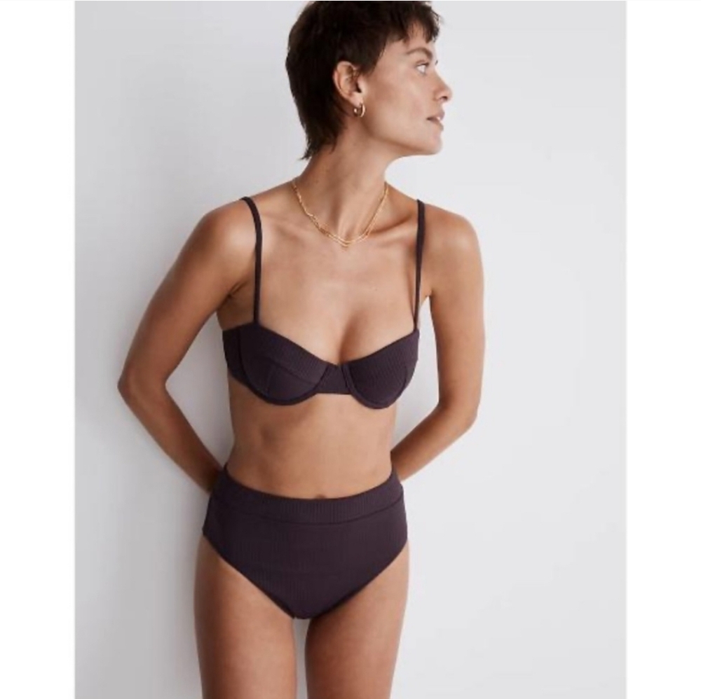 Madewell purple ribbed bikini